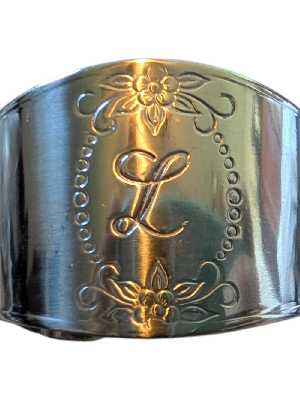 Monogram L Engraved Stainless Steel Napkin Rings